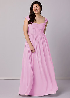 Barbie ♥ Azazie Brautjungfernkleider A-Linie Korsett Chiffon Kleid Bonbonrosa image12