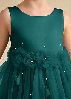Azazie Lux Flower Girl Dresses Peacock A-Line Beaded Tulle Dress image7