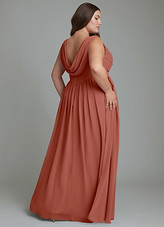Azazie Novi Bridesmaid Dresses Auburn A-Line Pleated Chiffon Dress image8