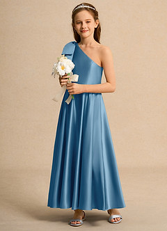 Azazie Guppy Junior Formal Flower Girl Klänningar Klä A-Line i Matt satäng Ena axeln image5