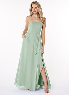 Azazie Kaylee Final Sale Agave A-Line Ruched Chiffon Dress image1