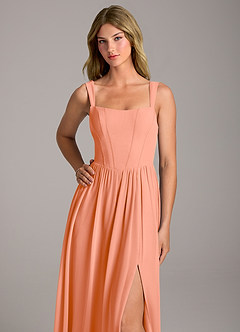 Azazie Rosaline Bridesmaid Dresses Sunset A-Line Side Slit Chiffon Dress image2