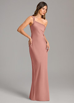 Azazie Monroe Bridesmaid Dresses Rosette Mermaid One Shoulder Stretch Satin Dress image5