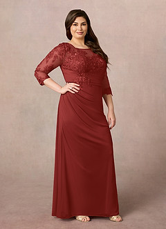 Azazie Fatemah Mother of the Bride Dresses Rust Mermaid Scoop Lace Lace Dress image8