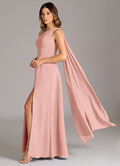Azazie Tella Bridesmaid Dresses Rosette A-Line One Shoulder Chiffon Dress image1
