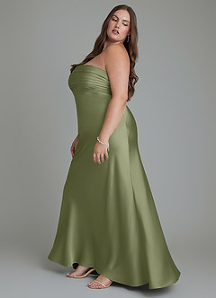 Azazie Saylor Bridesmaid Dresses Garden Sage Mermaid Strapless Stretch Satin Dress image13