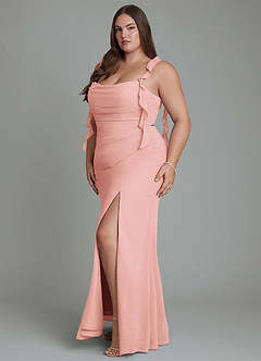 Azazie Jessamine Bridesmaid Dresses Rosette Mermaid Corset Chiffon Dress image12