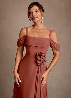 Azazie Amherst Abiti per la Madre della Sposa Abito A-Line in Chiffon a Spalla Scoperta Auburn image5