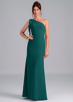 Azazie Rinna Jurken voor bruidsmeisjes Jurk van Chiffon met Zeemeermin One-Shoulder Pauw image1