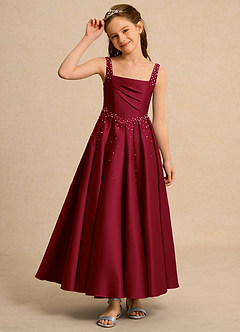 Azazie Mochi Girl Flower Girl Klänningar Klä Balklänning i Matt satäng Plisserad image6