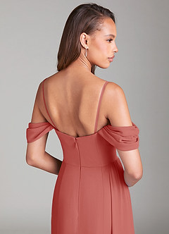 Azazie Amyra Robes de demoiselle d'honneur Robe Fourreau Convertible en Mousseline de soie Épaules dénudées Antique Rose image8