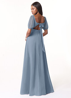 Azazie Alani Bridesmaid Dresses Dusty Blue A-Line Square Neckline Chiffon Dress image2