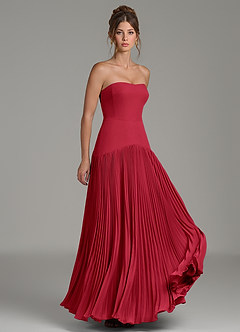 Azazie Yuliana Bridesmaid Dresses Scarlet A-Line Strapless Chiffon Dress image3