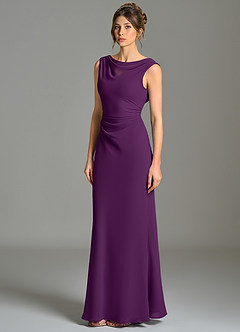 Azazie Kieryn Bridesmaid Dresses Grape Mermaid Pleated Chiffon Dress image3