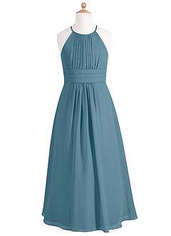 Azazie Bonnie Junior Bermuda A-Line Pleated Chiffon Dress image5