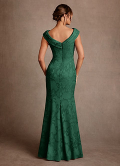 Azazie Aberdeen Mother of the Bride Dresses Dark Green Sheath Pleated Floral Burnout Dress image2