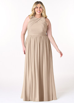 Azazie Harper Brautjungfernkleider A-Linie Plissee Chiffon Kleid Taupe image6