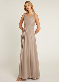 Azazie Pierrette Brautjungfernkleider A-Linie Plissee Chiffon Kleid Taupe image3