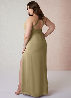 Azazie Manila Bridesmaid Dresses Moss Green Sheath V-Neck Chiffon Dress image10