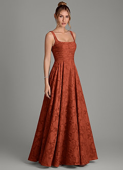 Azazie Azaria Bridesmaid Dresses Auburn A-Line Corset Floral Burnout Dress image4