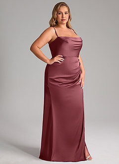 Azazie Leonis Bridesmaid Dresses Desert Rose Mermaid Pleated Stretch Satin Convertible Dress image14