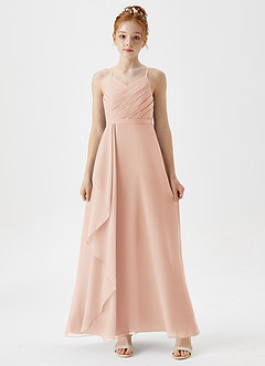 Azazie Mariela Junior English Rose A-Line Pleated Chiffon Dress image3