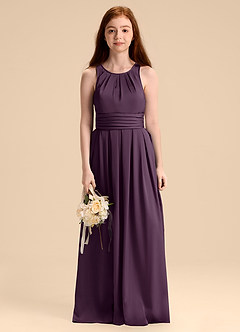 Azazie Bibiane Junior Klä av A-Line i Stretch Satin Plisserad image6