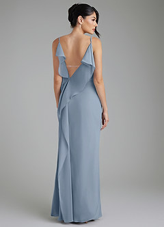 Azazie Veronica Bridesmaid Dresses Dusty Blue Sheath Chiffon Dress image2