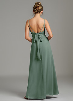 Azazie Sherah Bridesmaid Dresses Eucalyptus A-Line Pleated Chiffon Dress image4