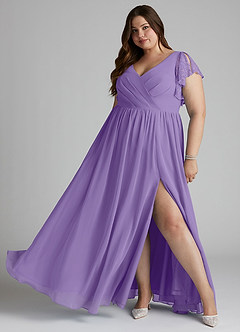 Azazie Zella Bridesmaid Dresses Tahiti A-Line Lace Chiffon Dress image7