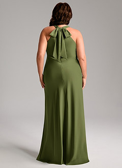 Azazie Doretta Bridesmaid Dresses Olive Mermaid Pleated Stretch Satin Dress image10