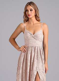 Azazie Zeya Bridesmaid Dresses Blushing Pink A-Line Bow Floral Burnout Dress image2