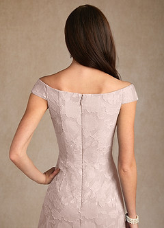 Azazie Moore Mother of the Bride Dresses Blushing Pink A-Line Boatneck Floral Burnout Dress image6