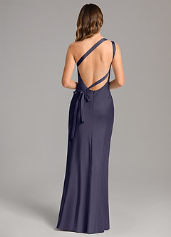 Azazie Monroe Bridesmaid Dresses Stormy Mermaid One Shoulder Stretch Satin Dress image2