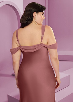 Barbie ♥ Azazie Abiti da Damigella Abito Tubino in Raso Elasticizzato Plissettato Ametista image2