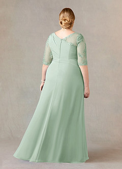 Azazie Dionysus Mother of the Bride Dresses Agave A-Line Boatneck Lace Chiffon Dress image7