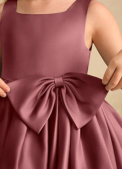 Azazie Jessie Flower Girl Dresses Amethyst A-Line Bow Matte Satin Dress image8