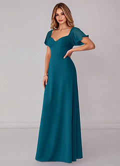 Azazie Fatima Bridesmaid Dresses Ink Blue A-Line with Pockets Chiffon Dress image4