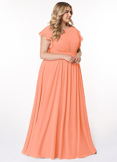 Azazie Daphne Modest Bridesmaid Dresses A-Line Ruffled Chiffon Floor-Length Dress image9