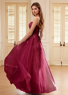 Pipery Bourgogne Robe de bal corsetée à paillettes et volants en tulle image6