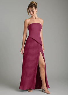 Azazie Tierney Bridesmaid Dresses Mulberry A-Line Strapless Chiffon Convertible Dress image6
