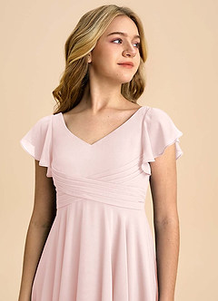 Azazie Caria Junior Blushing Pink A-Line Pleated Chiffon Dress image4