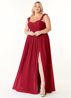 Azazie Metz Final Sale Scarlet A-Line Sweetheart Ruched Chiffon Dress image7