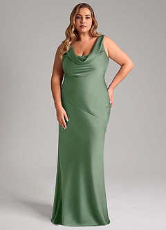 Azazie Rylina Bridesmaid Dresses Matcha Mermaid Stretch Satin Dress image7