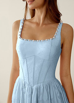 Megan Sky Blue Lace A-line Prom Dress image6