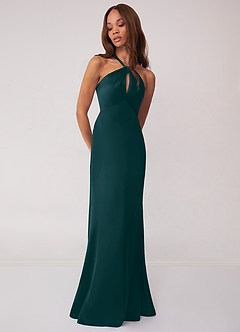 Barbie ♥ Azazie Bridesmaid Dresses Pine Sheath Stretch Satin Dress image4