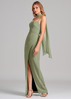 Azazie Calandra Suknie dla druhen Osłona Pofałdowany Szyfon Do ziemi Sukienka image4