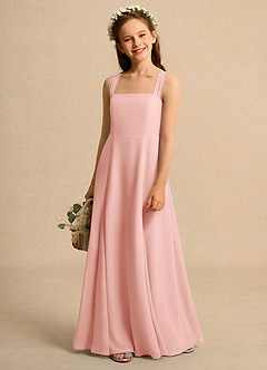 Azazie Tater Girls Formal Flower Girl Dresses Rosette A-Line Pleated Chiffon Dress image1