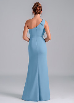 Azazie Rinna Bridesmaid Dresses Steel Blue Mermaid One Shoulder Chiffon Dress image2