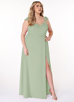 Azazie Everett Bridesmaid Dresses A-Line V-neck Ruched Chiffon Floor-Length Dress image10